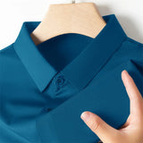 Men's Business Casual Solid Color Short Sleeve Shirt Summer Fashion No Ironing Comfortable Versatile Top for Men