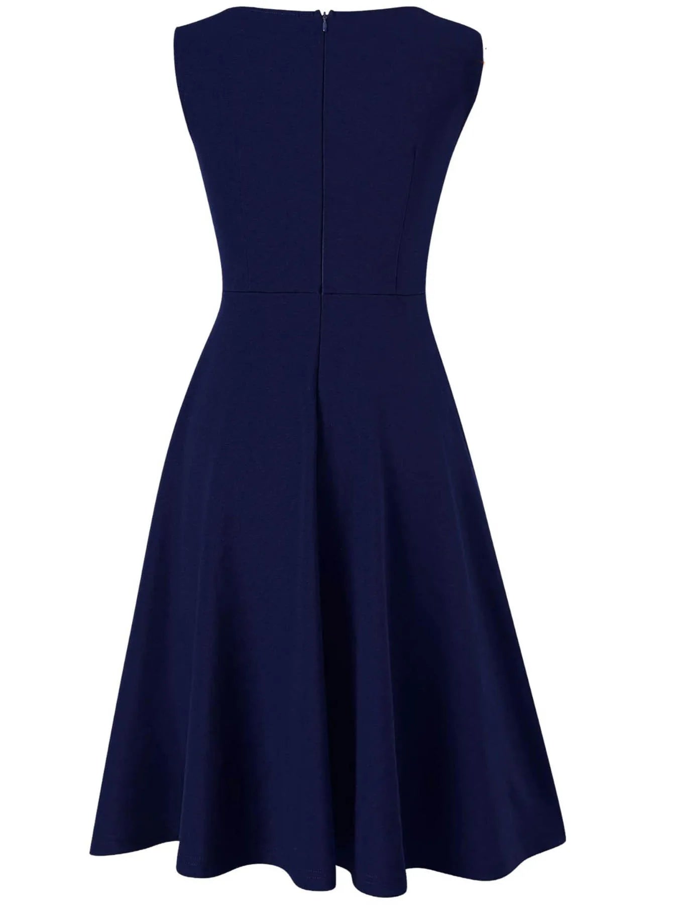 Womens Sleeveless Elegant Summer Work Office A-Line Vintage Front Zipper Business Casual Party Slim Fit And Flare Swing Dress