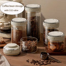 500/1100/1700 Coffee Beans Vacuum Sealed Tank Glass Food Storage Jars with CO2 Valve Household Moisture-proof Airtight Container