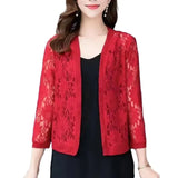 Moda feminina verão renda cardigan sheer m a 4xl feminino curto renda cardigan senhoras verão topo cobrir