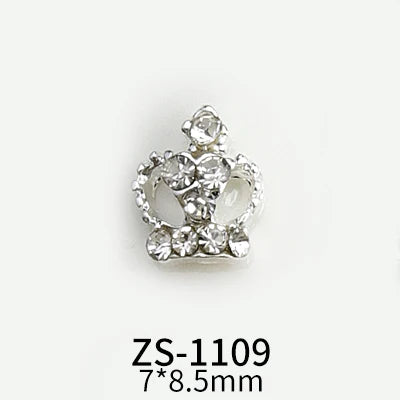 10pcs New Crown Alloy Zircon Nail Art Charms Silver Shiny Crystals Jewelry Hot Sale Nails Decoration 3D Manicure Accessories %2