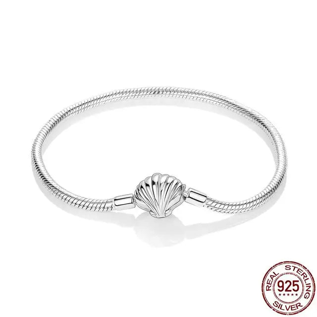 Original 925 Silver Bracelet Snake Chain 17-20 Evil Eye Heart Star Zircon For Charms Beads Pendant Anniversary Jewelry Making Gifts 