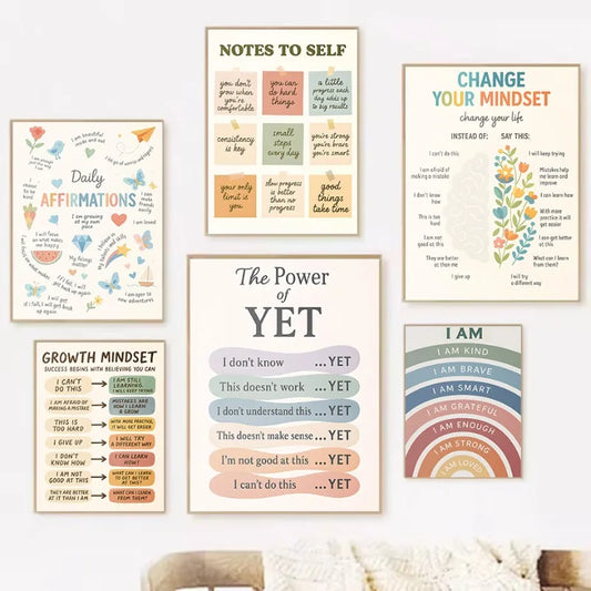 Notes To Self Growth Mindset Motivational Quotes Mental Health Psychological Poster Canvas Painting Wall Pictures Home Decor