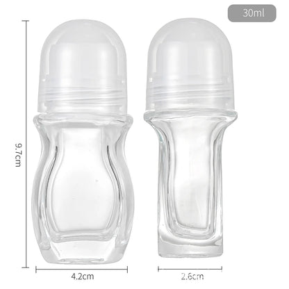 30/50ml Thick Glass Roller Bottle Empty Essential Oil Roll On Bottles Leak Proof Massage Roller Ball Refillable Bottle Container