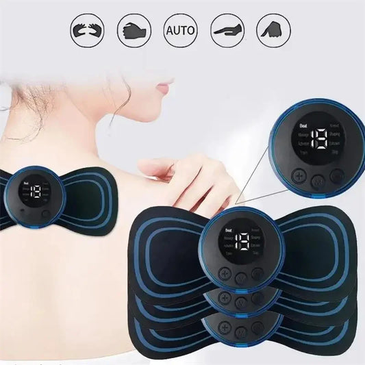 Masajeador muscular eléctrico de 2/3/4 piezas, máquina de masaje de cuello EMS, 8 modos, 19 niveles de fuerza, instrumento de tratamiento vibratorio