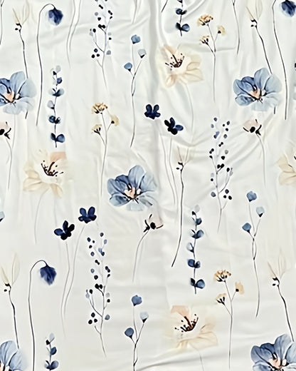 Plus Size Autumn and Winter New Women's Fashion and Elegance Medium and Long sleeved Flower Print Dress Long Style