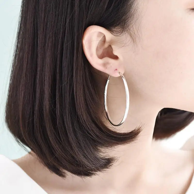 Somila S925 Sterling Silver Big Hoop Earrings For Women Brincos Moda Jewelry Accessories 3.0MM Fashion Cерьги Kольца 30-60MM