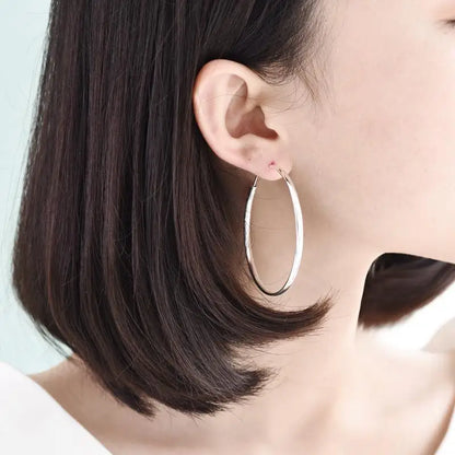 Somila S925 Sterling Silver Big Hoop Earrings For Women Brincos Moda Jewelry Accessories 3.0MM Fashion Cерьги Kольца 30-60MM