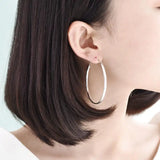 Somila S925 Sterling Silver Big Hoop Earrings For Women Brincos Moda Jewelry Accessories 3.0MM Fashion Cерьги Kольца 30-60MM