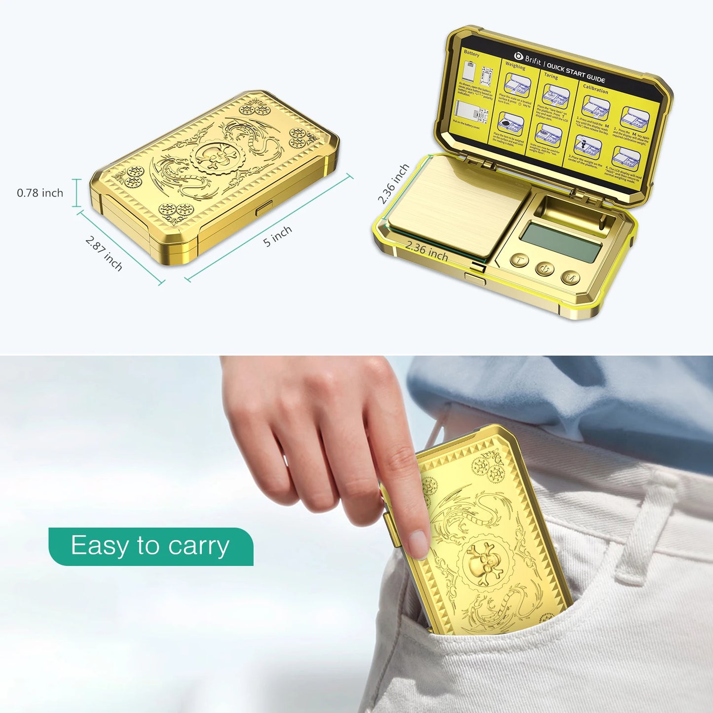 Digital Jewelry Scale 200g 0.01g Pocket Scales with 50g Calibration Weight Electronic Smart Scale for Professional Weighing