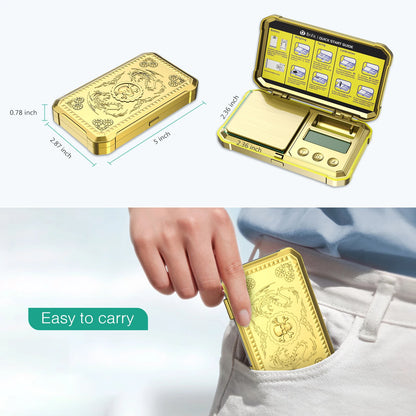 Digital Jewelry Scale 200g 0.01g Pocket Scales with 50g Calibration Weight Electronic Smart Scale for Professional Weighing