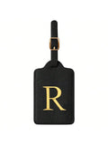 PU Leather Luggage Tag for Travel - Durable Suitcase ID Tag with Privacy Cover & Name Card Slot (A-Z) liu