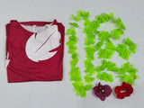Lilo Cosplay Costume Pelekai Red Lilo Dress with Hawaiian Leaf Flower Leis Accessories Flower Hair Clip Halloween Party Cosplay