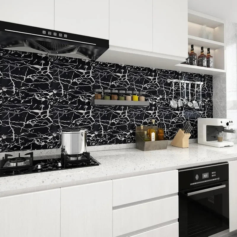 Aluminum Foil Bottom Imitation Tile Wall Stickers Kitchen Bathroom Decor Damp Proof Marble Pattern Foam Self-adhesive Wallpaper