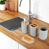 Bathroom Accessories Set Soap Dispenser Bottle Dish Washroom Toothbrush Holder Cup Suit Gray