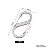 10Pcs S Type Mini Keychain Hook Stainless Steel Carabiner With Lock Anti-Theft Outdoor Camping Backpack Buckle Key-Lock Tool