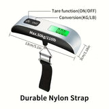 Báscula portátil digital con pantalla LCD, 110 lb/50 kg, electrónica, para colgar maletas, pesas de viaje, para equipaje
