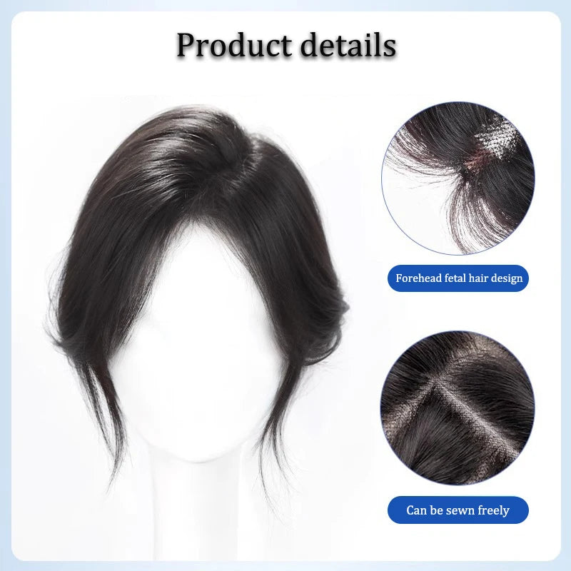 Aplique de cabelo para topo de cabeça volume natural e cobertura e invisível de cabelos brancos