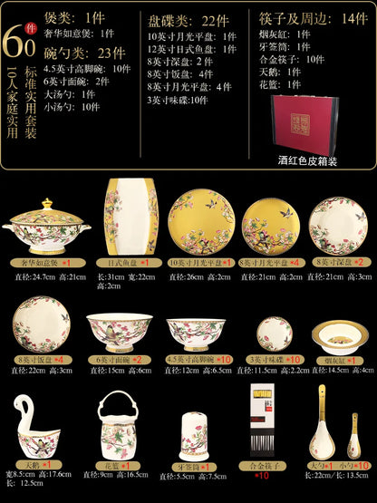 Fine Bone China Plates Dinner Sets Ceramics Luxury Breakfast Dinnerware Gift Women Vajillas Completa Ceramica Luxury Tableware