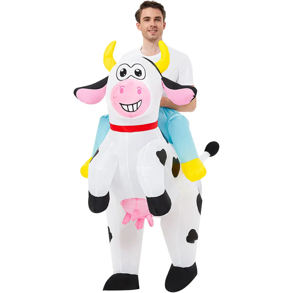 Adult Rooster Inflatable Costume Funny Unicorn Elk Animals Inflatable Suit Halloween Carnival Half Body Blow Up Suit for Cosplay