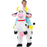 Adult Rooster Inflatable Costume Funny Unicorn Elk Animals Inflatable Suit Halloween Carnival Half Body Blow Up Suit for Cosplay