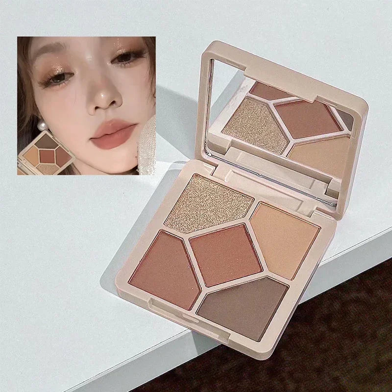 QIBEST Multipurpose Makeup Set 4pc Double Head Lip Glaze, Face Pressed Powder,Blusher,Eyeshadow, Eyebrow Pencil,Eyeliner,Lip Oil