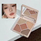 QIBEST Multipurpose Makeup Set 4pc Double Head Lip Glaze, Face Pressed Powder,Blusher,Eyeshadow, Eyebrow Pencil,Eyeliner,Lip Oil
