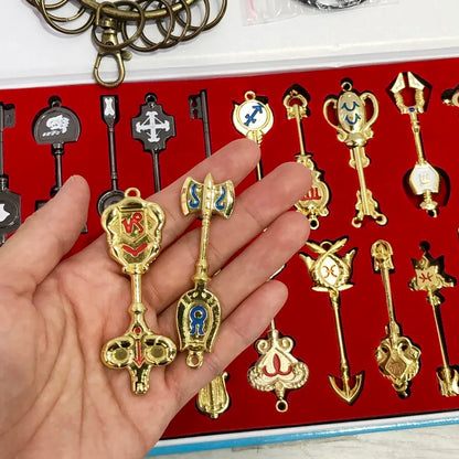 Anime Pendants Jewelry Necklace Keyrings Elza Lucy Keys Set Zodiac Star Spirit Magician Summons Cosplay Key Ring Gift