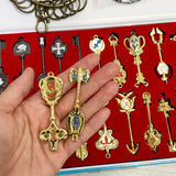 Anime Pendants Jewelry Necklace Keyrings Elsa Lucy Keys Set Zodiac Star Spirit Magician Summons Cosplay Key Ring Gift