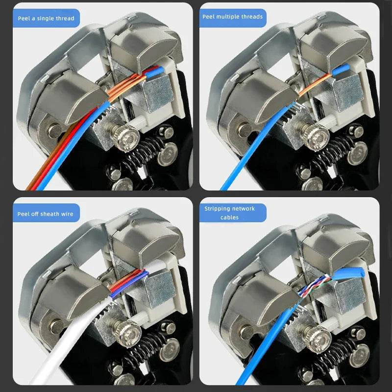 Pelacables multifuncional, alicates de crimpado, alicates de pelado rápido, herramienta eléctrica para pelar cables.