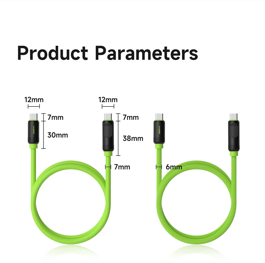 Hagibis USB C Fast Charger Cable With LED Display PD 240W 40Gbps Video Cord Compatible with Thunderbolt 4/3 For iPhone 16 Laptop