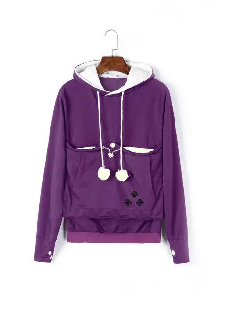 Gato amantes hoodies malote cão animal de estimação hoodies para canguru casual animal de estimação pata pullovers afago bolsa moletom bolso animal orelha com capuz