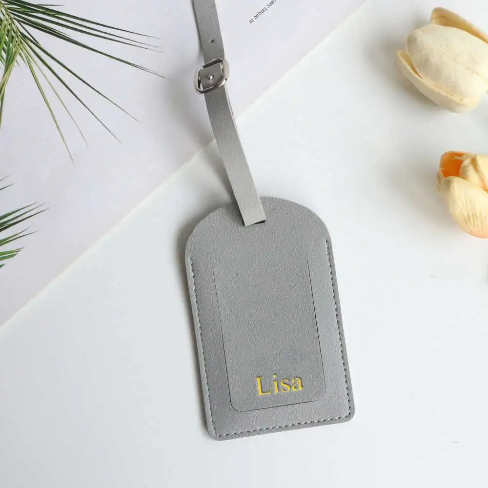 Customized Letters Smooth PU Leather Classic Ultra-Thin Travel Aviation Luggage Tag Signature Luggage Label
