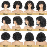 Short Curly Bob Wig Human Hair With Bangs Ready to Go Glueless Bouncy Curly Human Hair Wigs Machine Made Afro Wigs for Women
