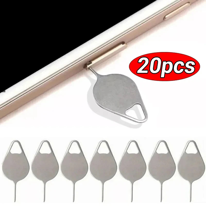 20pcs Universal Sim Card Tray Removal Eject Pin Key Tool Stainless Steel Needle Opener Ejector for Most Mobile Phone Smartphone