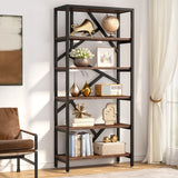 Tribesigns Bookshelf Storage Rack Standing Shelf 5 Tier Industrial Sturdy Bookshelf with Iron Pipe Frame