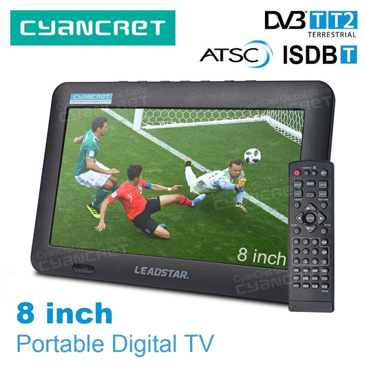 LEADSTAR D8 Portable TV 8 Inch DVB-T2 ATSC ISDB-T tdt DTT Digital and Analog Mini Small Car Television Support TF MP4 H.265 AC3