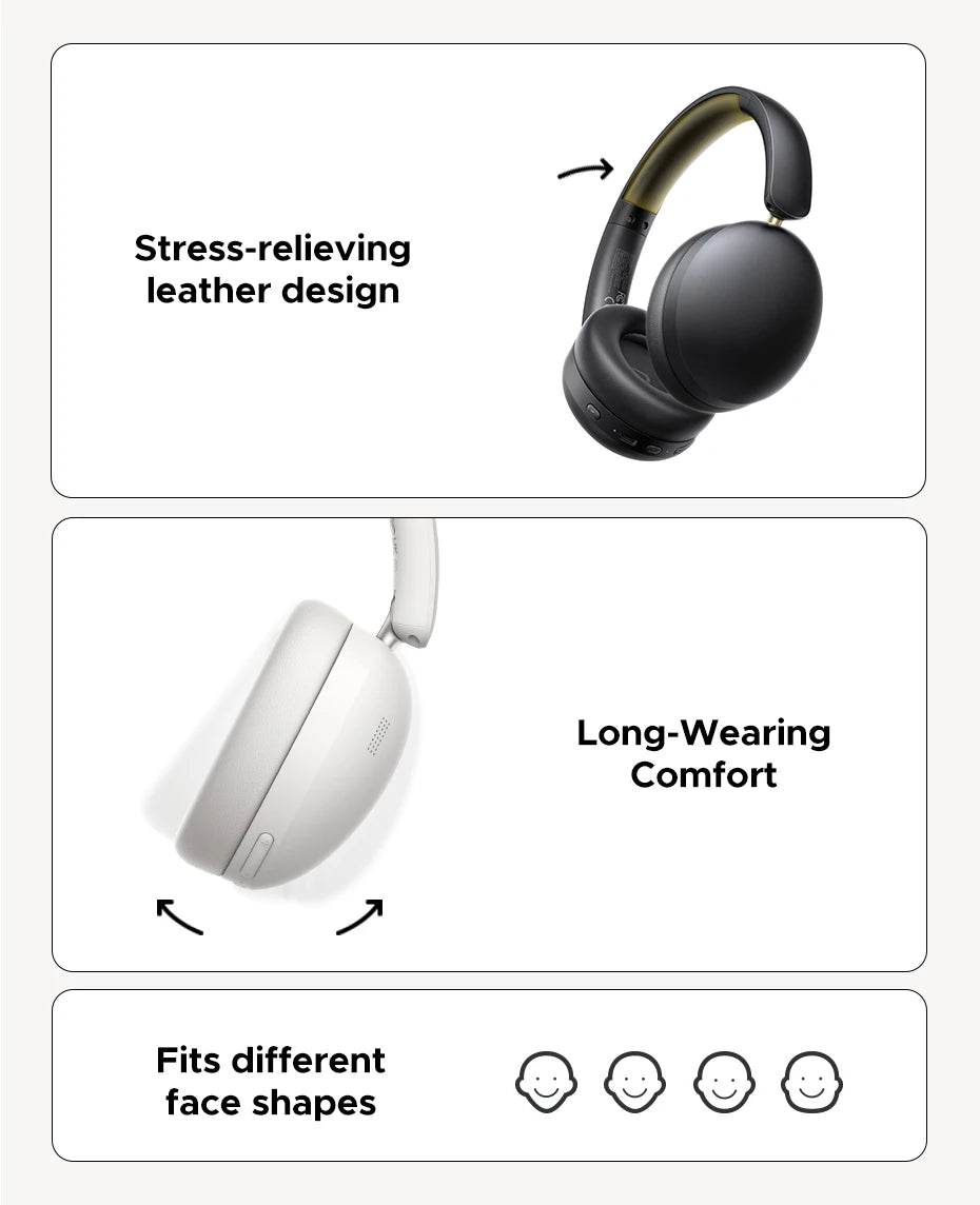 UGREEN Wireless Bluetooth Headphones, 80H Playtime, HiFi Stereo Over-Ear Headphones with Microphone, Bluetooth 5.4