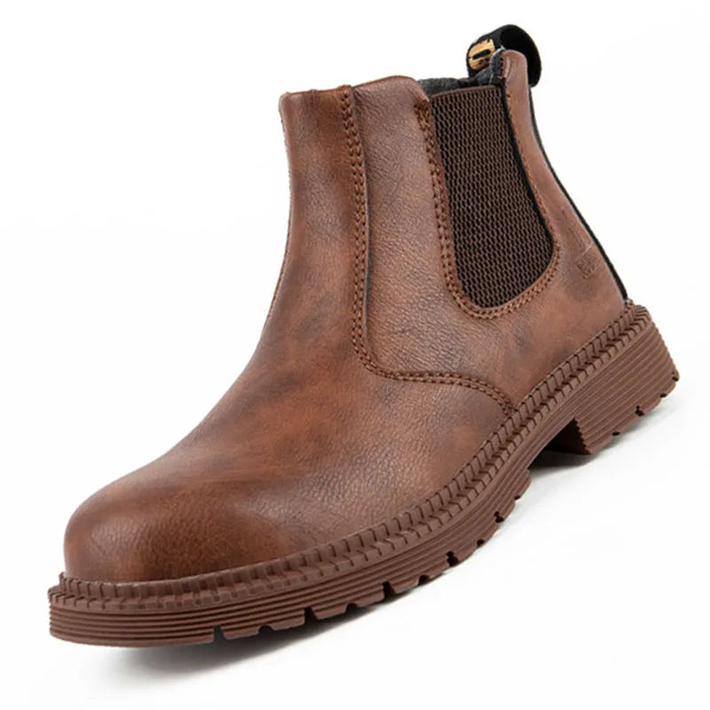 Latest 2023 Waterproof Men Leather Boots Steel Toe Cap Safety Work Shoes Anti Smashing Indestructible Construction Welding Boots
