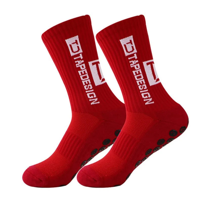 2025 New Anti-Slip Tape Design Football Socks Mid-Calf Non-Slip Soccer Sport Cycling Sports Men's Women Sock Grip Yoga 1 Pair