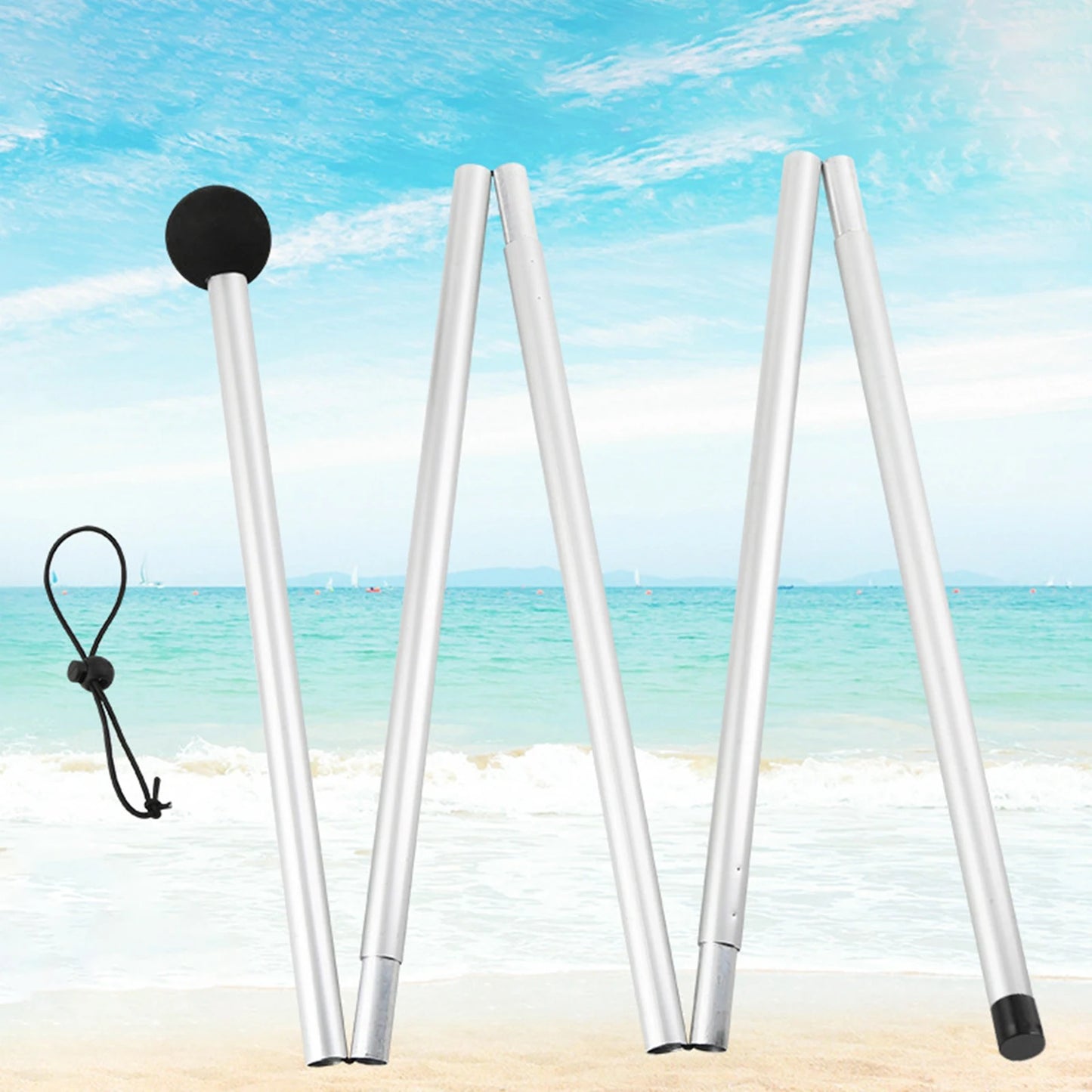 Camping Tent Rods Lightweight Tarp Pole Adjustable Shelter Awning Support Pole Foldable Beach Tents Replacement Poles Rain Rod