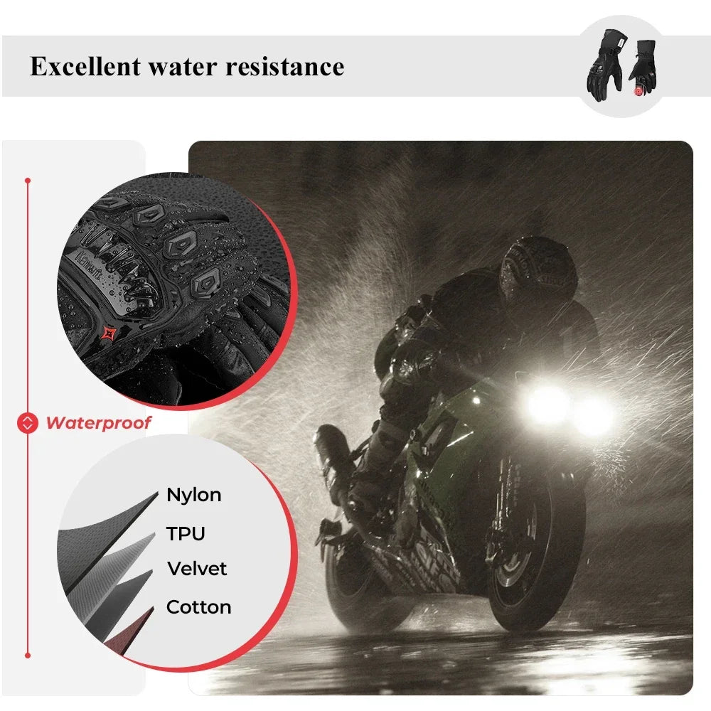 KEMiMOTO Winter Motorcycle Gloves CE Protective Black Guantes Moto Invierno Warm Touch Screen Waterproof Windproof Gloves