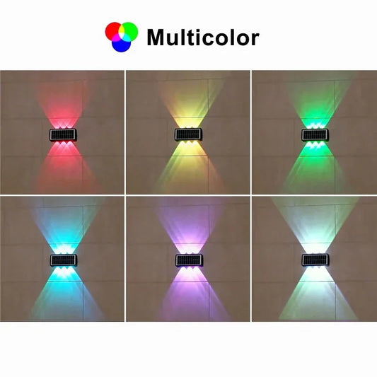 4/6/8LED Solar Wall Spotlight Outdoor Up and Down Lighting Solar Powered Waterproof Streetlight for Balcony Courtyard Garden