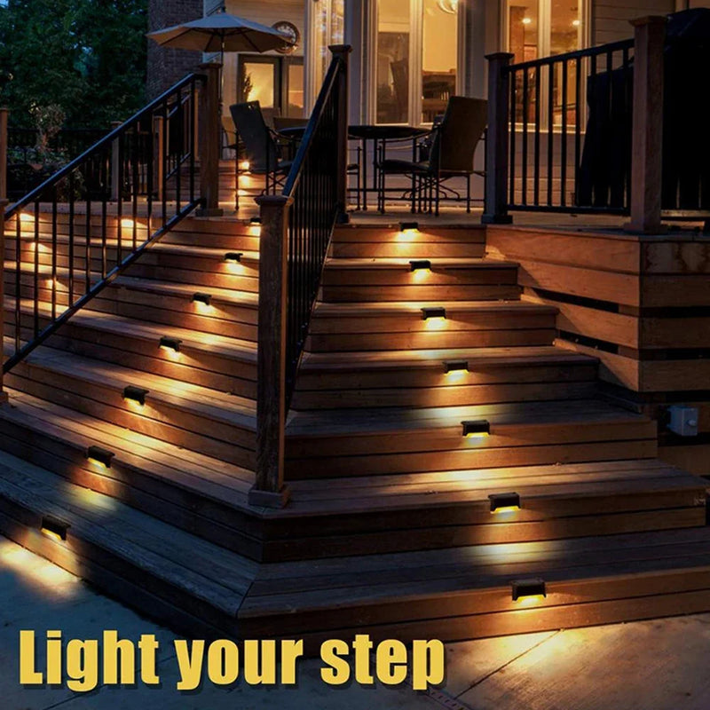 Outdoor Solar Step Lights Warm White LED Waterproof Stair Path Lighting for Garden Patio Fence Balcony Decoration Solar Power