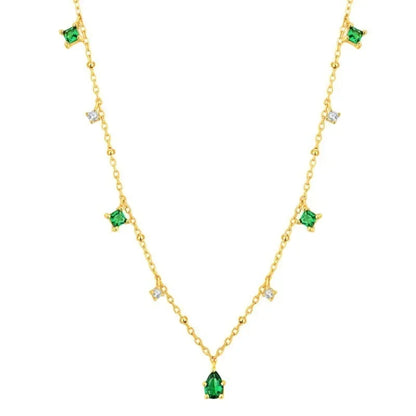 Exquisite Green Zircon Clavicle Chain Necklace Choker Necklace for Women Gifts Jewelry Vintage Design Necklace Wholesale