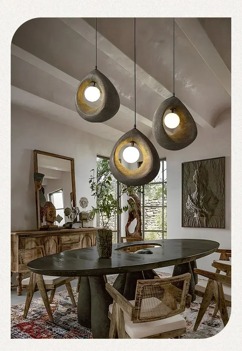 Lámpara colgante japonesa Wabi Sabi, lámpara de techo nórdica para comedor, decoración del hogar, mesa de bar, isla de cocina, lámpara colgante creativa