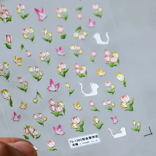 Lovely Red Fox Cartoon 5D Soft Reliefs Self Adhesive Nail Art Stickers Cute 3D Nail Decoration Decals Wholesale Dropshipping