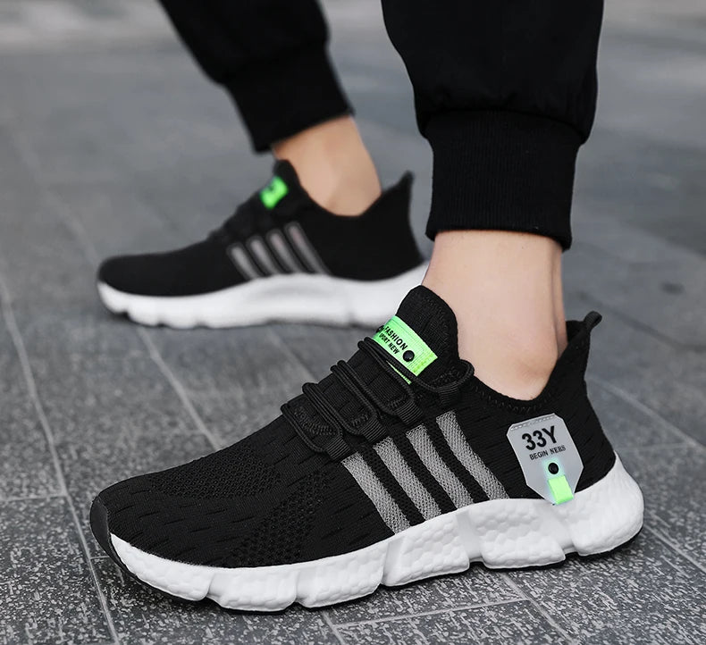 Breathable Mesh Men Shoes Trendy Lightweight Walking Flats Plus Size Male Tennis Sneakers Outdoor Running Fitness Shoes 2024