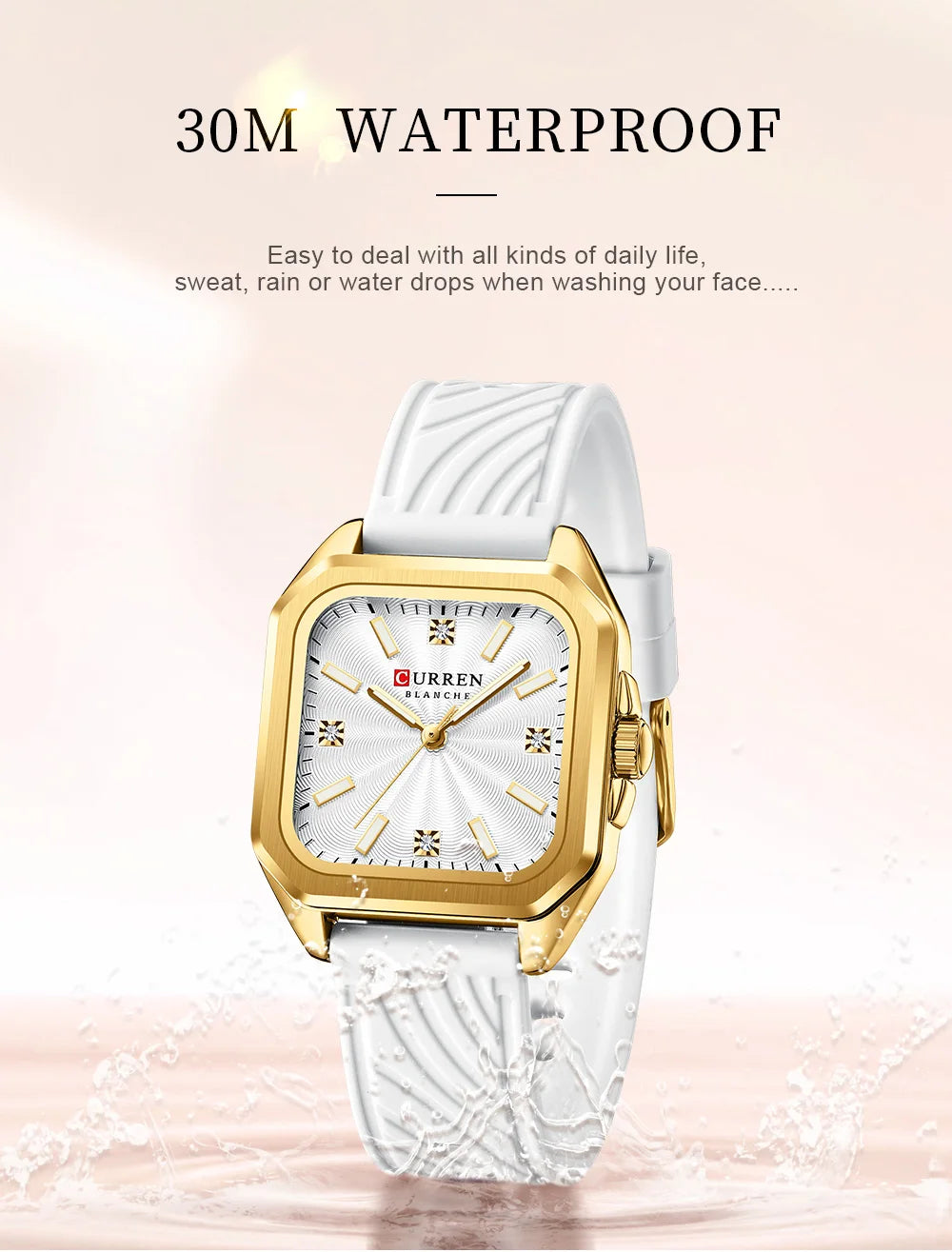 Relógio feminino quadrado minimalista pulseira pulseira de silicone casual