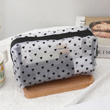 Heart-Shaped Nylon Mesh Cosmetic Bag Portable Toiletry Organizer for Women Makeup Storage